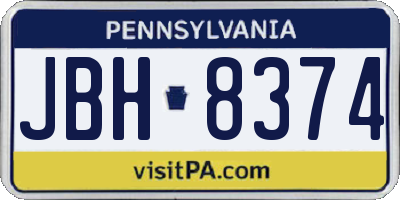 PA license plate JBH8374