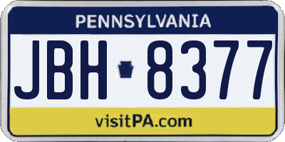 PA license plate JBH8377