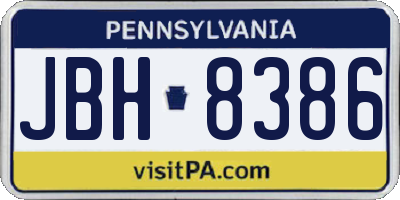 PA license plate JBH8386