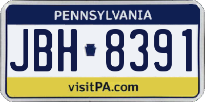 PA license plate JBH8391