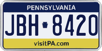 PA license plate JBH8420