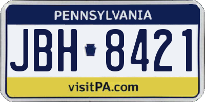 PA license plate JBH8421