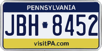 PA license plate JBH8452