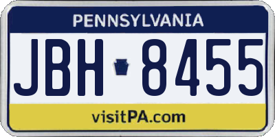 PA license plate JBH8455