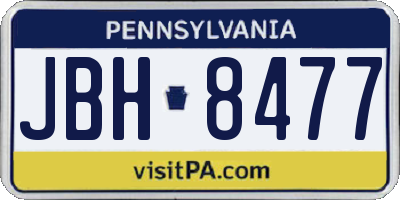 PA license plate JBH8477