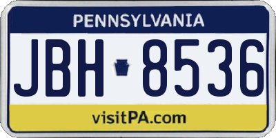 PA license plate JBH8536