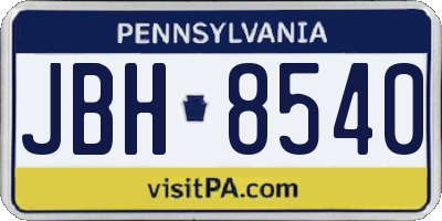 PA license plate JBH8540