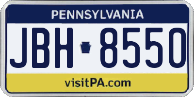 PA license plate JBH8550