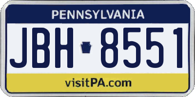 PA license plate JBH8551