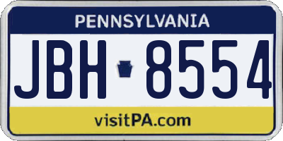 PA license plate JBH8554