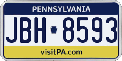 PA license plate JBH8593