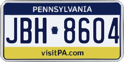 PA license plate JBH8604