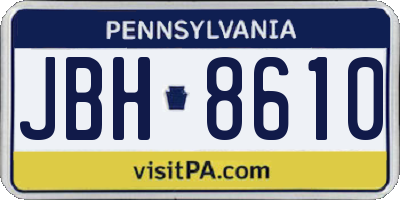 PA license plate JBH8610