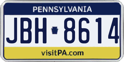 PA license plate JBH8614