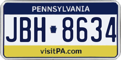 PA license plate JBH8634