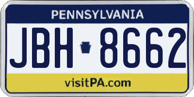 PA license plate JBH8662