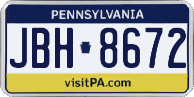 PA license plate JBH8672