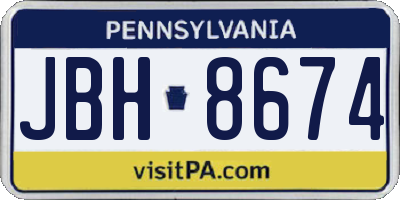 PA license plate JBH8674