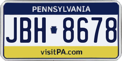 PA license plate JBH8678