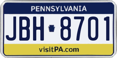PA license plate JBH8701