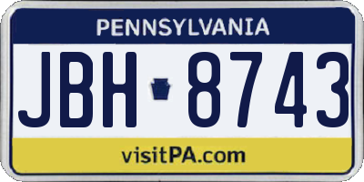 PA license plate JBH8743