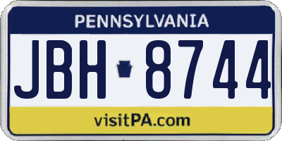 PA license plate JBH8744