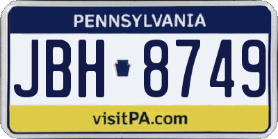 PA license plate JBH8749