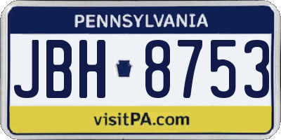 PA license plate JBH8753