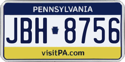 PA license plate JBH8756