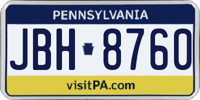 PA license plate JBH8760