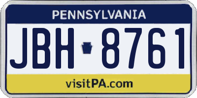 PA license plate JBH8761