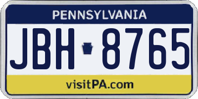 PA license plate JBH8765