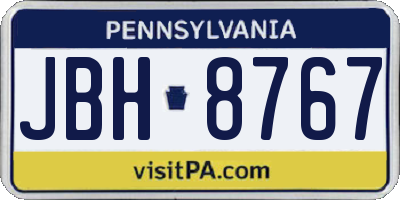 PA license plate JBH8767