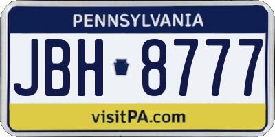 PA license plate JBH8777