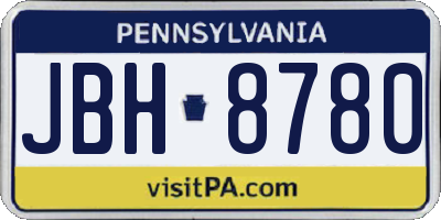 PA license plate JBH8780