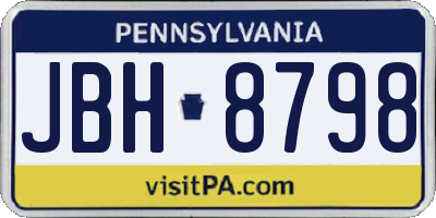 PA license plate JBH8798
