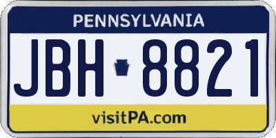PA license plate JBH8821