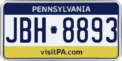 PA license plate JBH8893