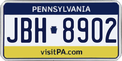 PA license plate JBH8902