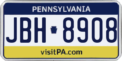 PA license plate JBH8908