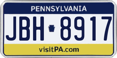 PA license plate JBH8917