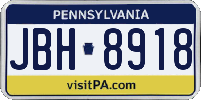 PA license plate JBH8918