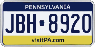 PA license plate JBH8920