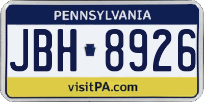 PA license plate JBH8926