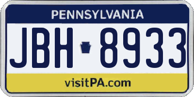 PA license plate JBH8933