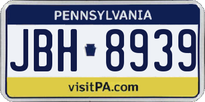PA license plate JBH8939