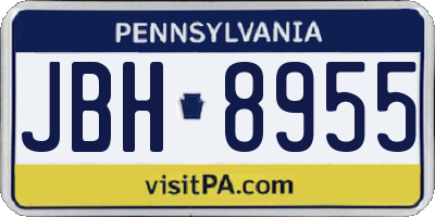 PA license plate JBH8955