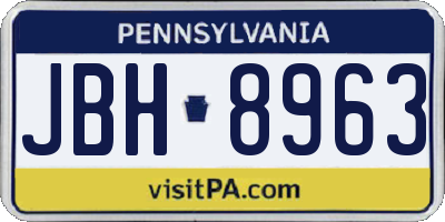 PA license plate JBH8963