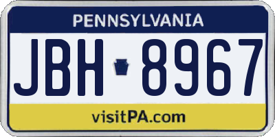 PA license plate JBH8967