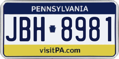 PA license plate JBH8981